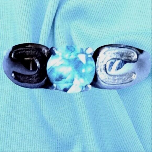 STERLING SILVER LIGHT BLUE TOPAZ RING Size 5-6 - Picture 2 of 4